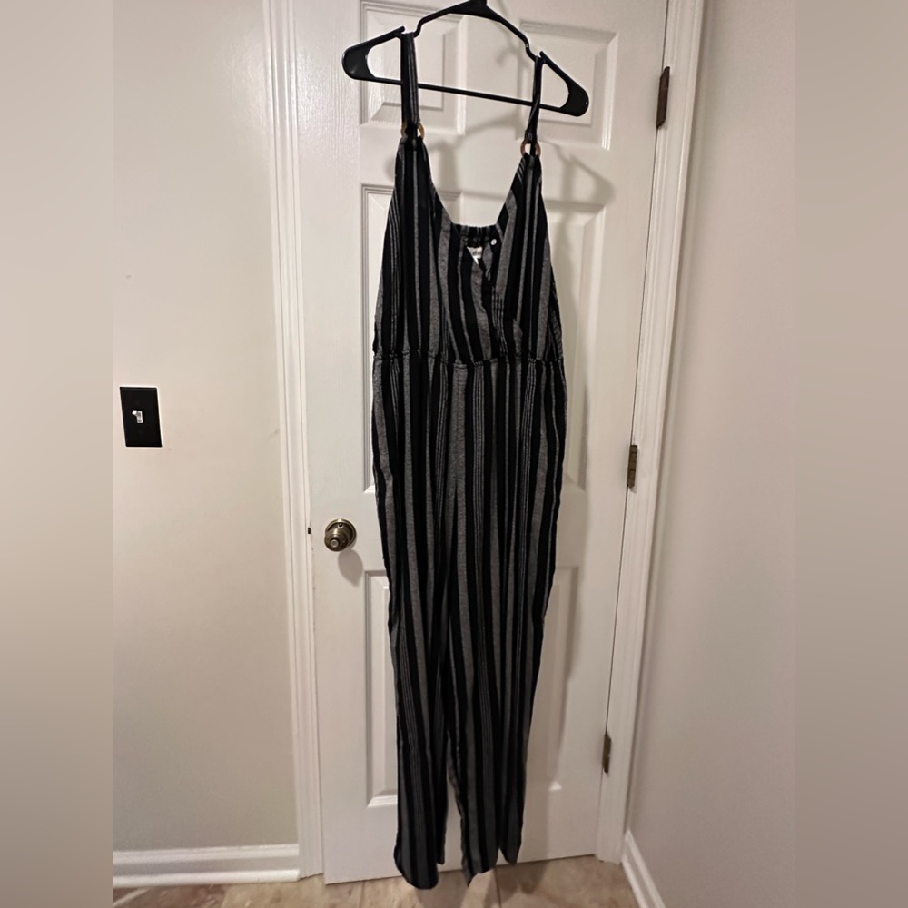 Black and grey stripped romper